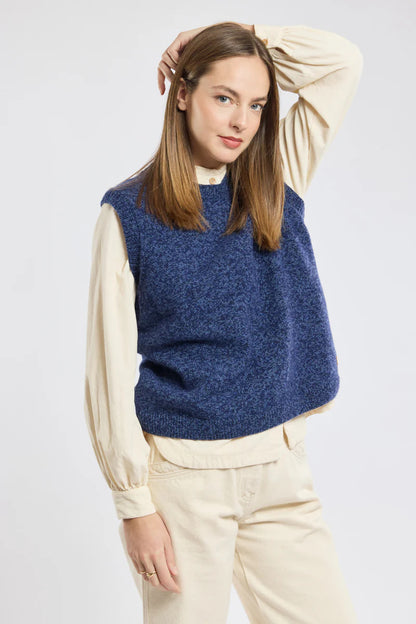 ARMOR LUX SLEEVELESS WOOL VEST - TWILIGHT BLUE MELANGE