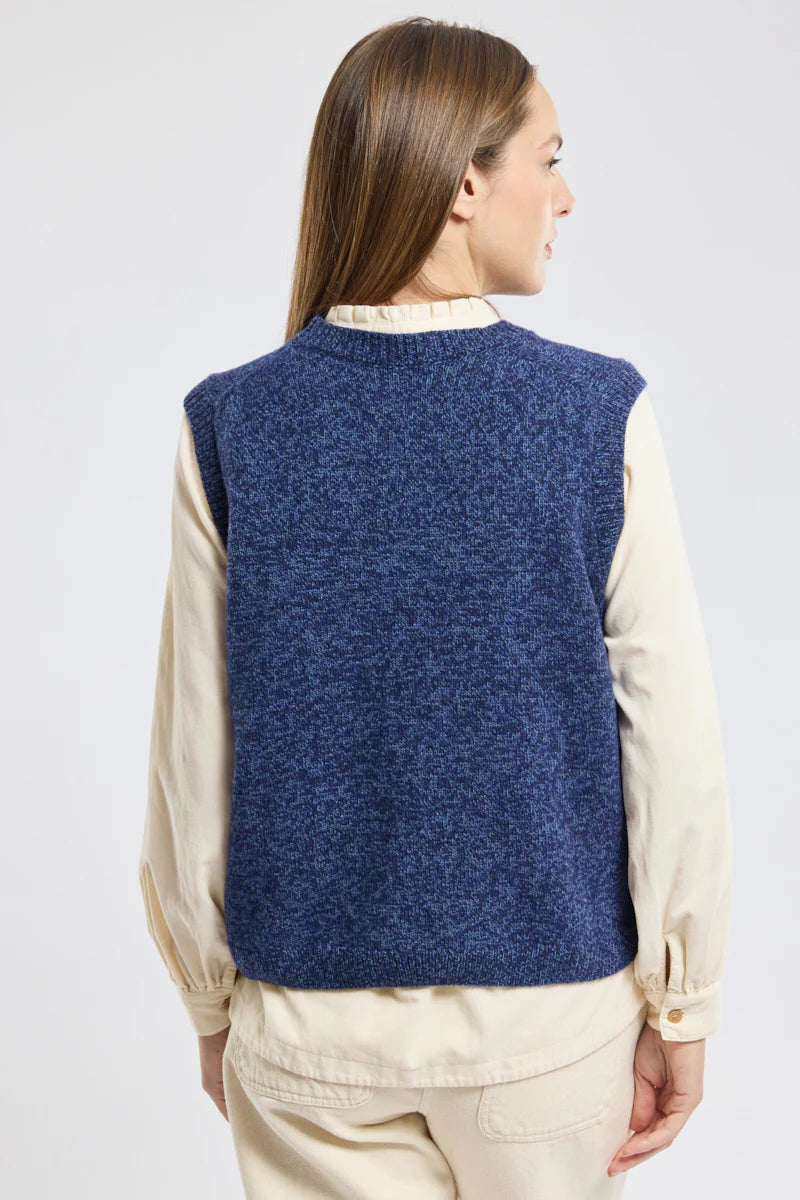 ARMOR LUX SLEEVELESS WOOL VEST - TWILIGHT BLUE MELANGE