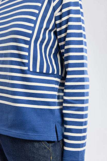 ARMOR LUX LADIES BRETON BOAT NECK SHIRT - TWILIGHT BLUE/ NATURE
