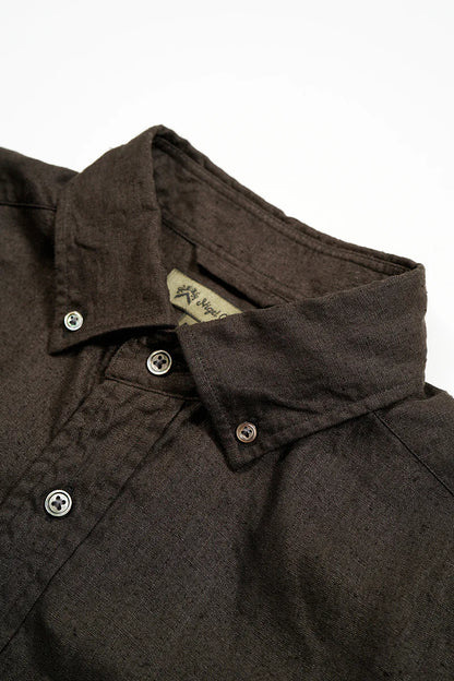 NIGEL CABOURN MAINLINE BRITISH OFFICER SHIRT HEMPHORSE CLOTH - CHARCOAL GREY MKII