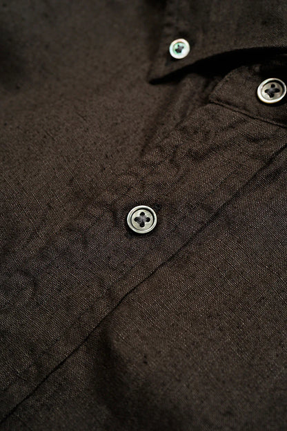 NIGEL CABOURN MAINLINE BRITISH OFFICER SHIRT HEMPHORSE CLOTH - CHARCOAL GREY MKII