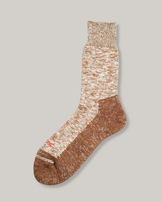 NIGEL CABOURN TWO TONE SOCKS -  DARK BROWN