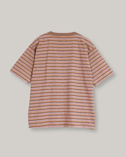 NIGEL CABOURN 7.8oz BORDER HALF SLEEVE T-SHIRT - LIGHT BROWN