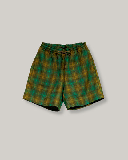 NIGEL CABOURN MAINLINE HEMP CHECK GYM SHORT - GREEN