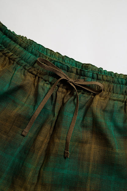 NIGEL CABOURN MAINLINE HEMP CHECK GYM SHORT - GREEN