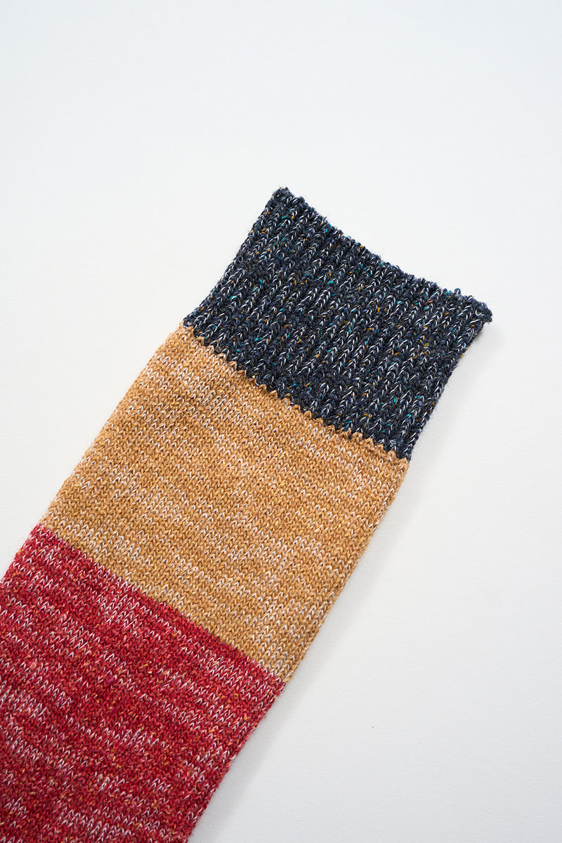 NIGEL CABOURN THREE TONE BORDER SOCKS - RED