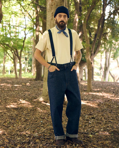 LEE x NIGEL CABOURN OX'ED SILVER -  FILED WORKER SUSPENDER - INDIGO