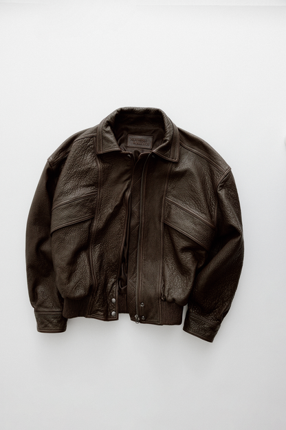 NOTHING WRITTEN LAMBSKIN BOMBER - BROWN