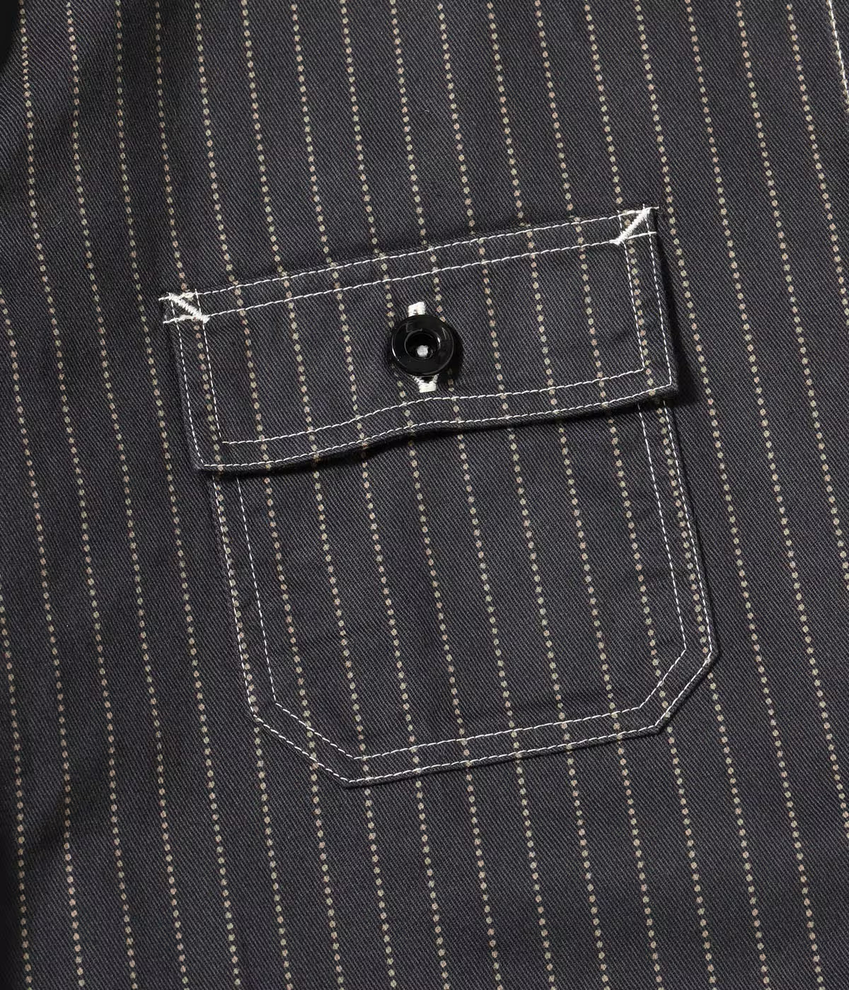 SUGAR CANE FICTION ROMANCE 8.5oz. WABASH STRIPE WORK SHIRT - BLACK