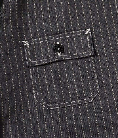 SUGAR CANE FICTION ROMANCE 8.5oz. WABASH STRIPE WORK SHIRT - BLACK