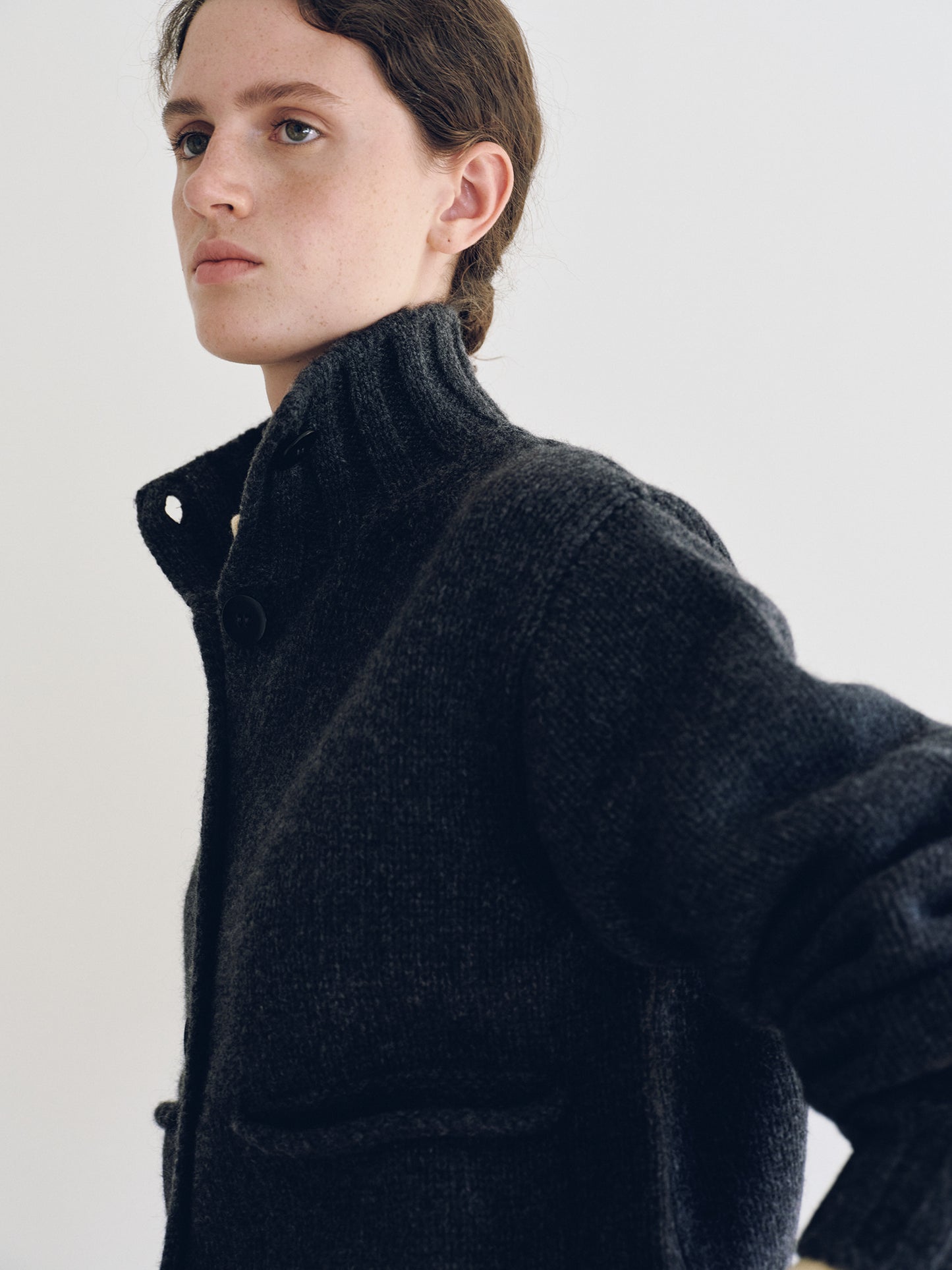 NOTHING WRITTEN MARRIE SOFT POCKET CARDIGAN - CHARCOAL