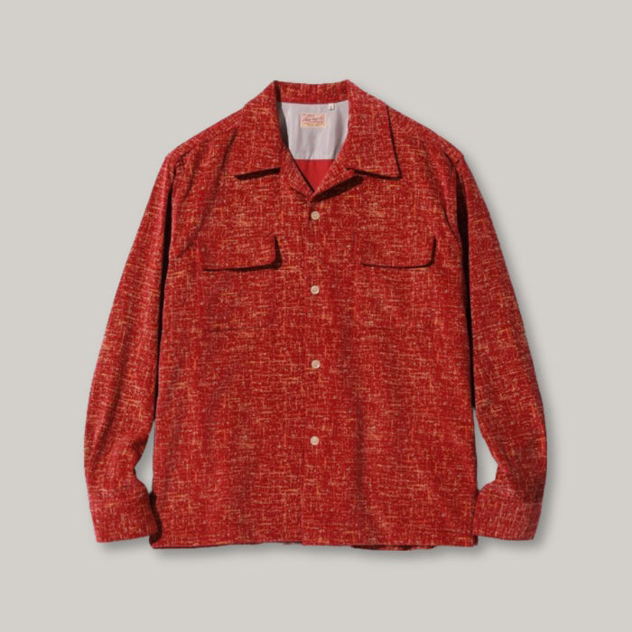 STYLE EYES 1950's IKAT CORDUROY SPORTS SHIRT - RED