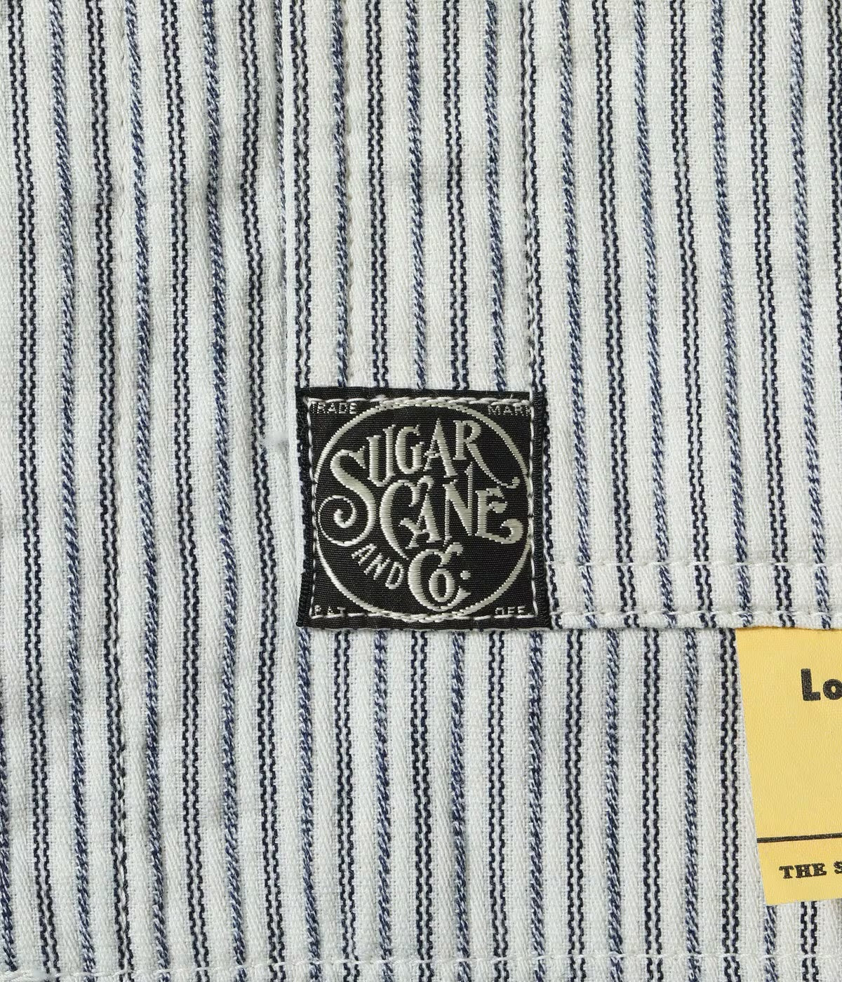SUGAR CANE 'FICTION ROMANCE' 8oz. INDIGO STRIPE WORK COAT - OFF WHITE