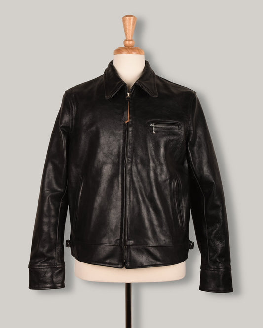 AERO LEATHER PREMIER 1930's HIGHWAYMAN - TUMBLED BLACK CXFQHH