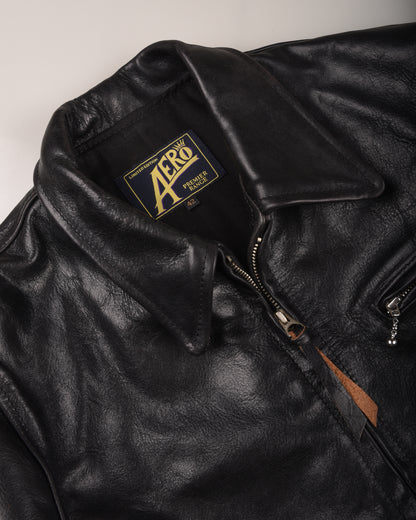 AERO LEATHER PREMIER 1930's HIGHWAYMAN - TUMBLED BLACK CXFQHH