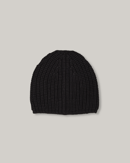 MONITALY ALPACA RIB KNIT CAP - BLACK