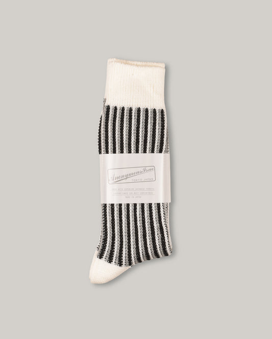 ANONYMOUS ISM JQ STRIPE CREW - OFF WHITE
