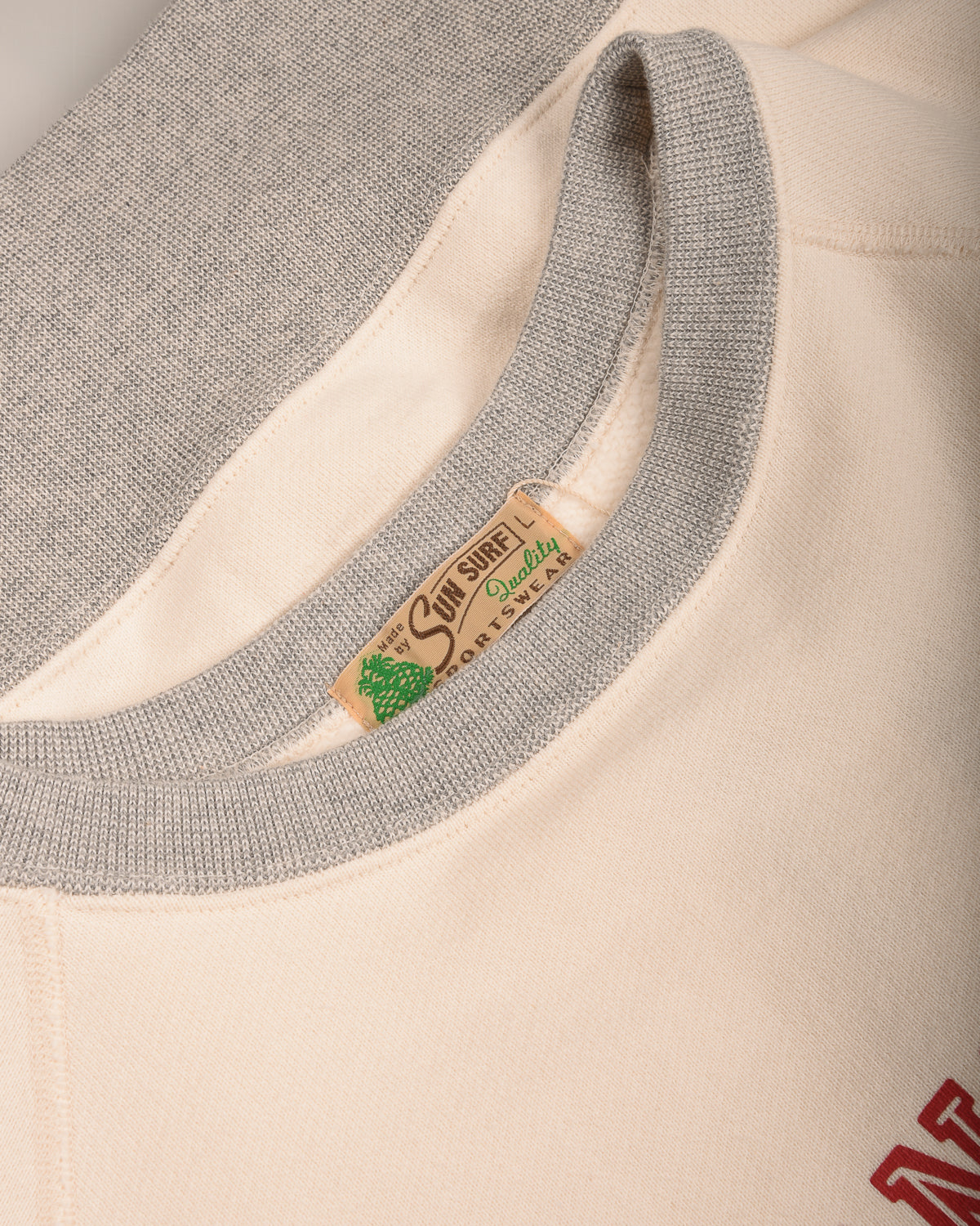 SUN SURF 'RAINBOWS' CREW NECK POCKET SWEATSHIRT - OFF WHITE