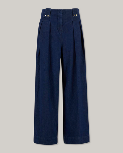 BARBOUR ARLA DENIM WIDE LEG TROUSERS - RINSE WASH