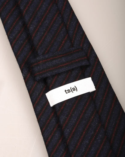 TS(S) STRIPE COTTON STRETCH CLOTH NECK TIE - NAVY