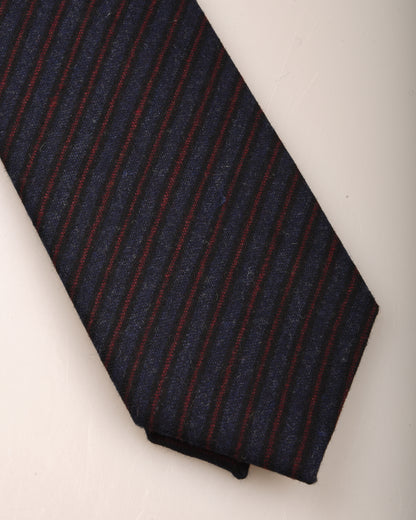 TS(S) STRIPE COTTON STRETCH CLOTH NECK TIE - NAVY