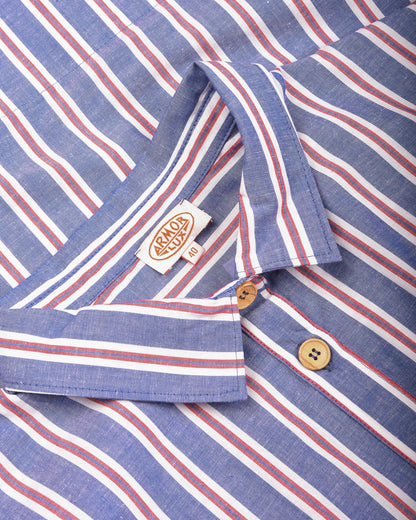ARMOR LUX STRIPED SHIRT DRESS - SEAL/ECRU/ ROUGE