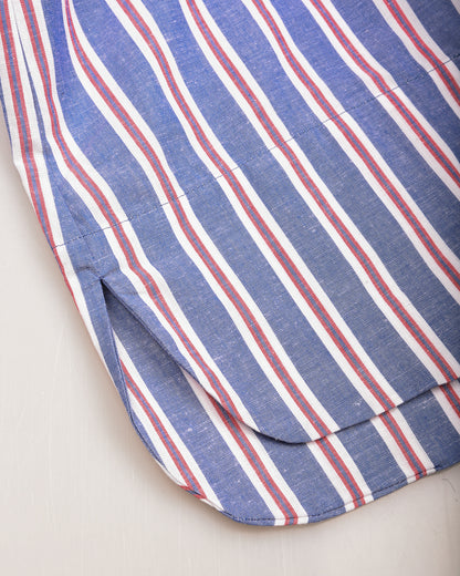 ARMOR LUX STRIPED SHIRT DRESS - SEAL/ECRU/ ROUGE
