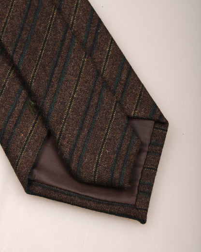 TS(S) STRIPE COTTON STRETCH CLOTH NECK TIE - BROWN