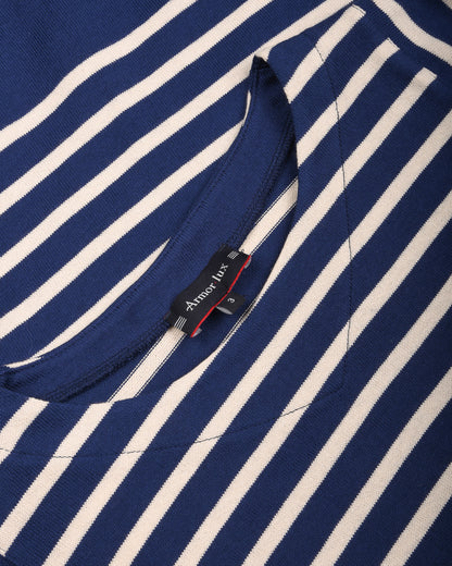 ARMOR LUX LADIES BRETON BOAT NECK SHIRT - TWILIGHT BLUE/ NATURE