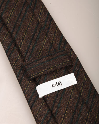 TS(S) STRIPE COTTON STRETCH CLOTH NECK TIE - BROWN