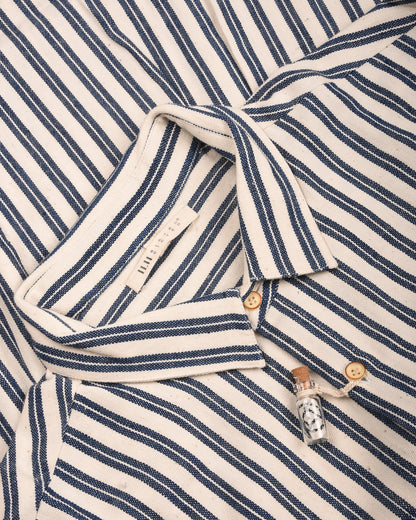11.11 COTTON STRIPED LOVERS SHIRT - ECRU/ MEDIUM INDIGO