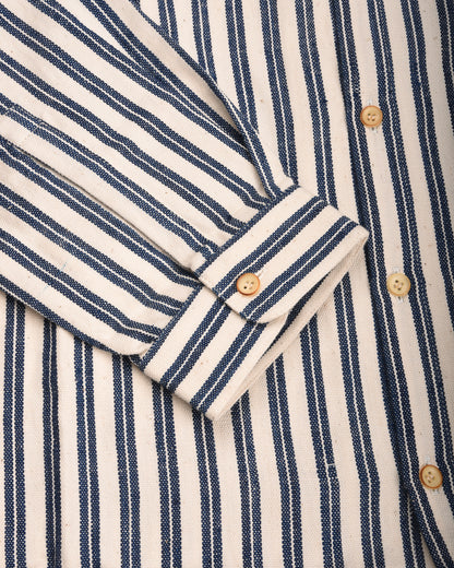 11.11 COTTON STRIPED LOVERS SHIRT - ECRU/ MEDIUM INDIGO