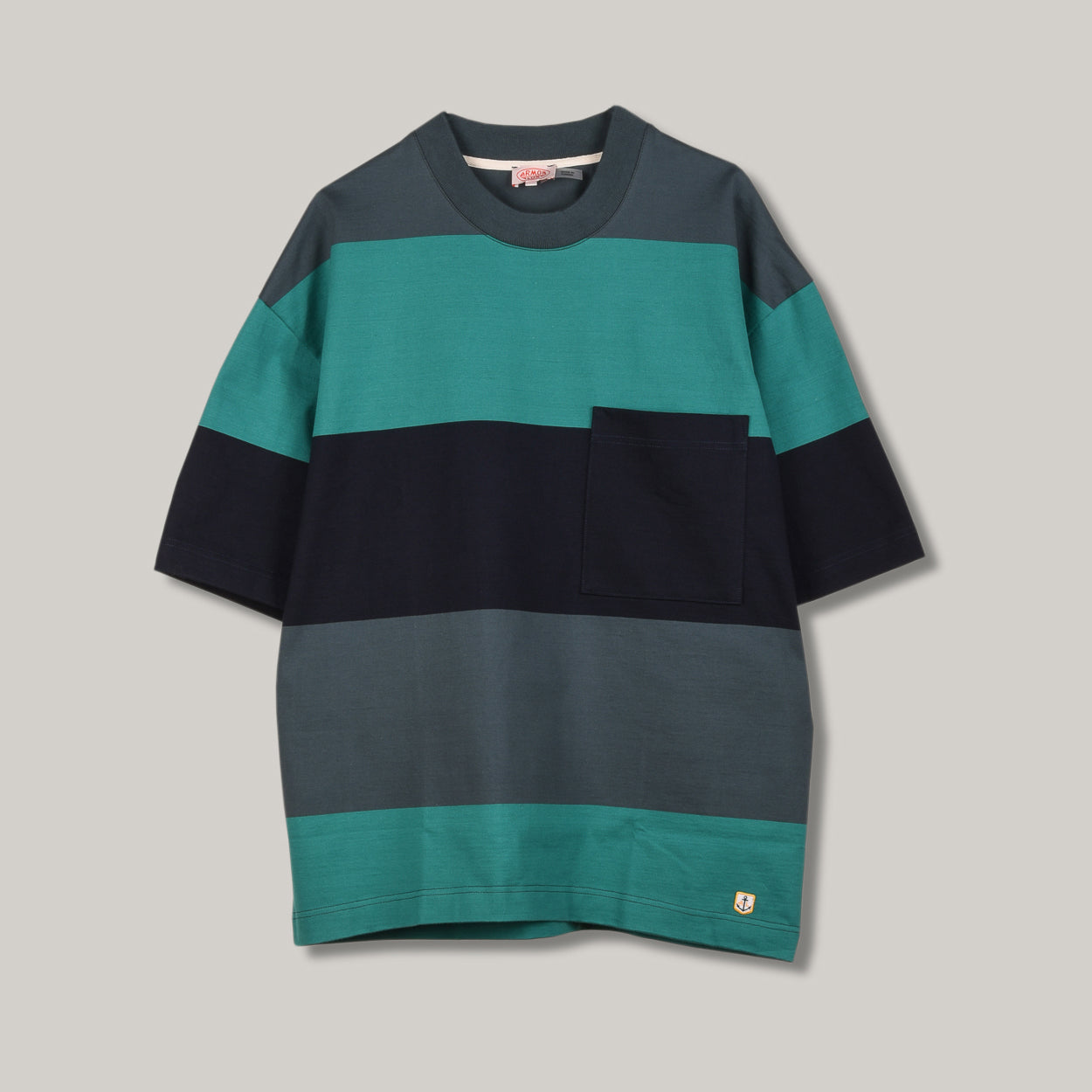 ARMOR LUX HERITAGE  POCKET TEE - DARK STORM/ AQUAGREEN