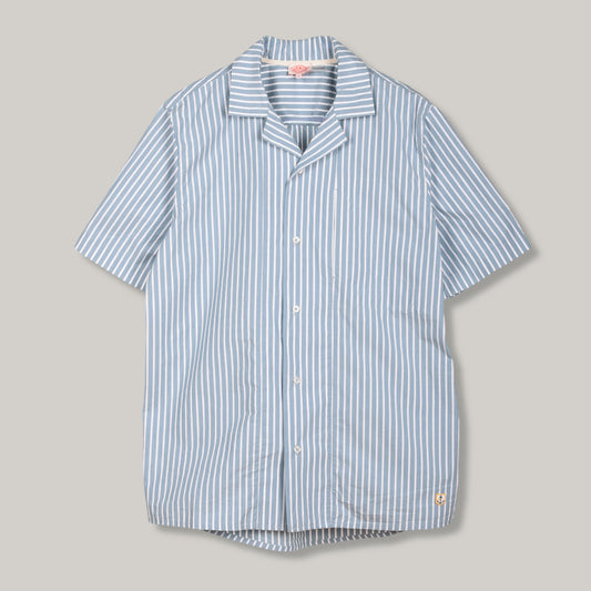 ARMOR LUX SS SHARK COLLAR SHIRT - BLUE STRIPE