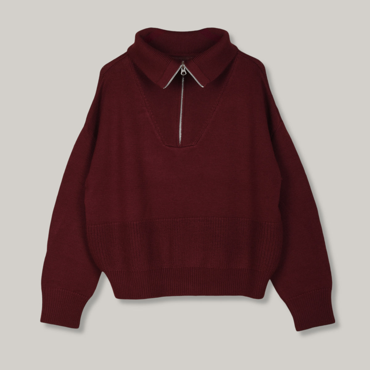 W'MENSWEAR TRACK SWEATER - BURGUNDY