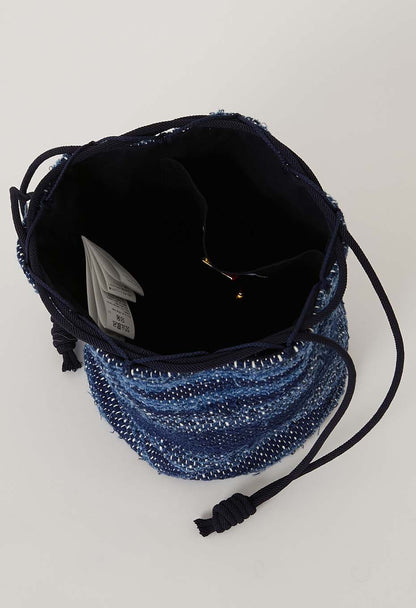 BLUE BLUE JAPAN SAKIORI DRAWSTRING POUCH - INDIGO