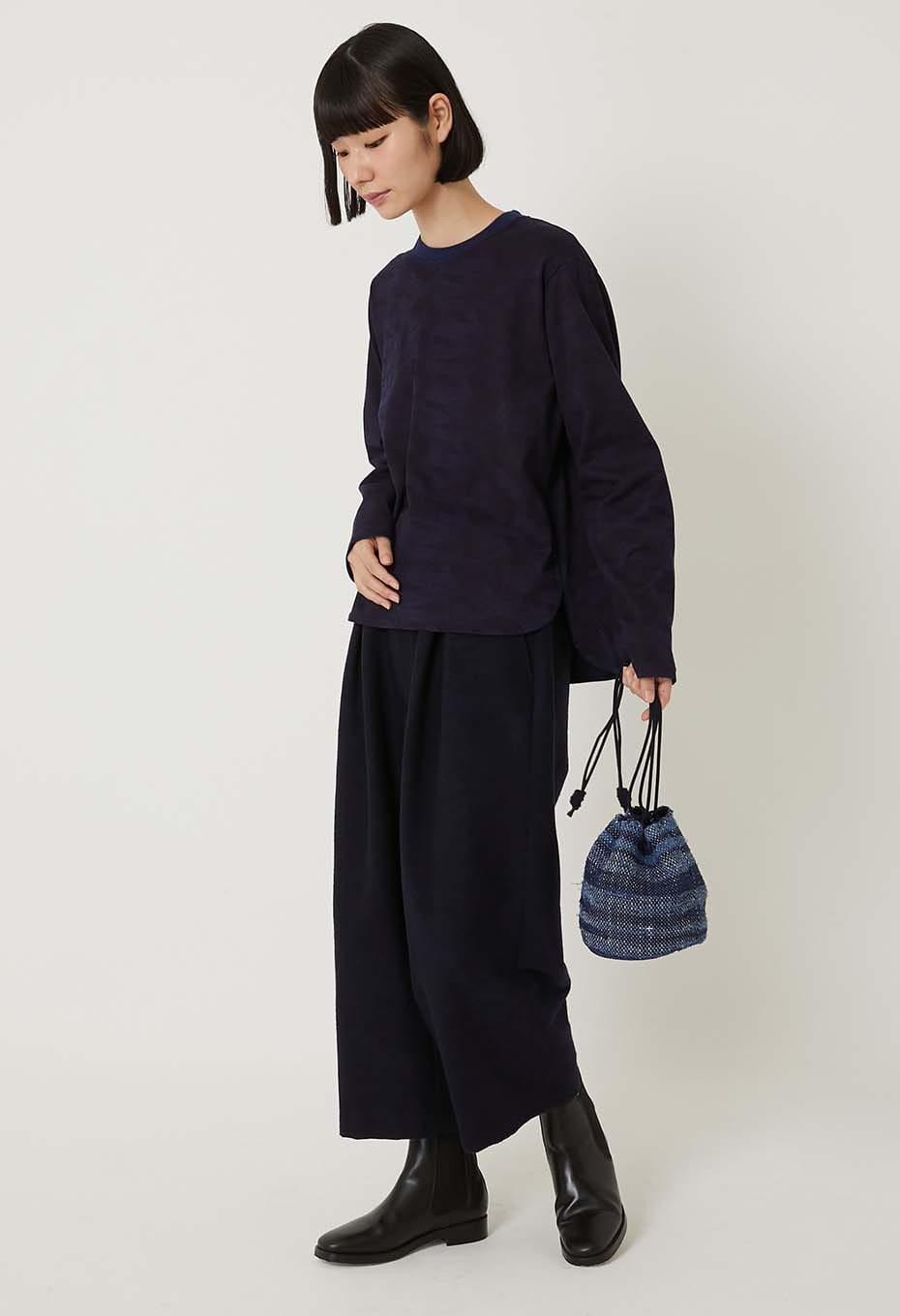 BLUE BLUE JAPAN SAKIORI DRAWSTRING POUCH - INDIGO