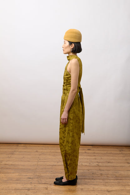 CAWLEY FLORAL JACQUARD BARBARA PLEATED TROUSER - GOLDEN OCHRE