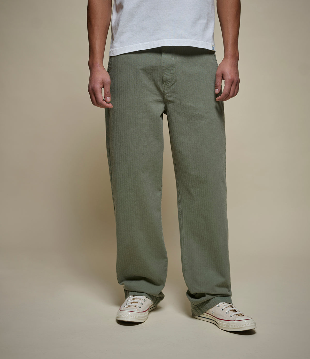 MERZ B. SCHWANEN HERRINGBONE BERLIN PANTS - ARMY