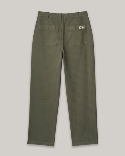 MERZ B. SCHWANEN HERRINGBONE BERLIN PANTS - ARMY