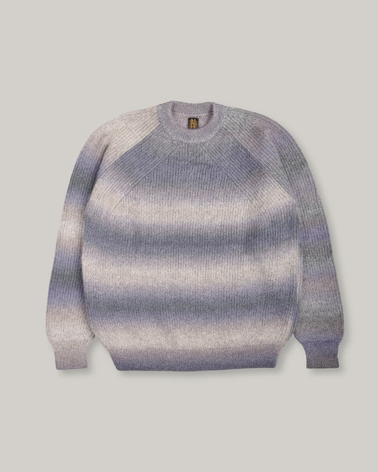 BATONER MOHAIR KASURI DYE SIGNATURE CREW NECK - PURPLE MIX