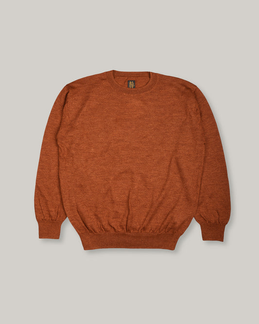 BATONER RAMIE WOOL CREW NECK - BRICK
