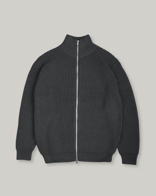 BATONER WOOL SIGNATURE DRIVERS KNIT - CHARCOAL BLUE
