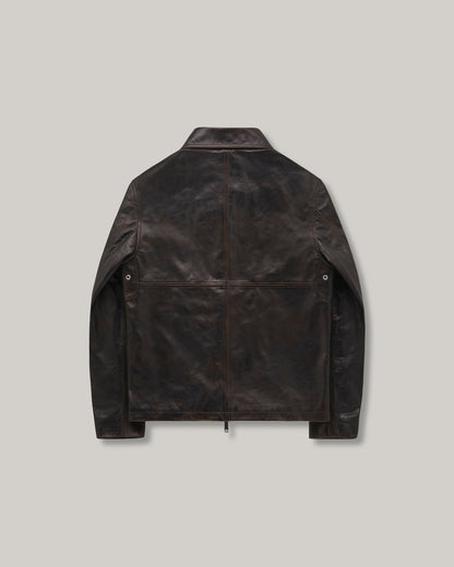 KNICKERBOCKER BENSON LEATHER JACKET - BROWN