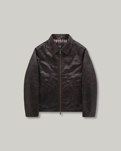 KNICKERBOCKER BENSON LEATHER JACKET - BROWN