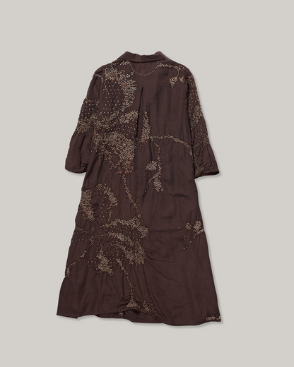 11.11 SILK BANDHANI  DRESS - BURNT UMBER