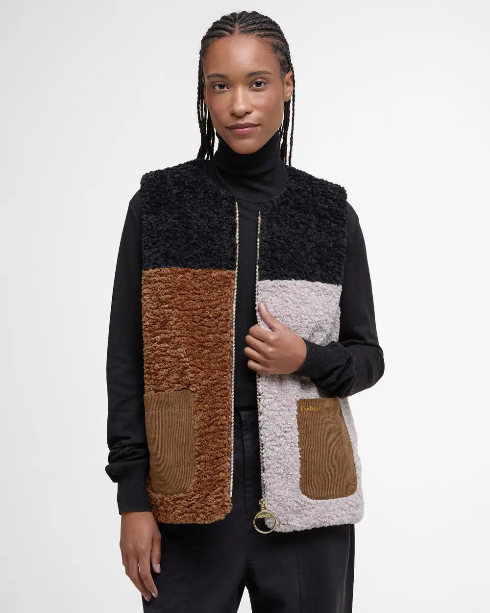 BARBOUR CATHY FLEECED LINER - NATURAL/ CAMEL/ BLACK