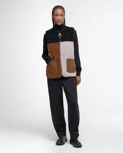 BARBOUR CATHY FLEECED LINER - NATURAL/ CAMEL/ BLACK