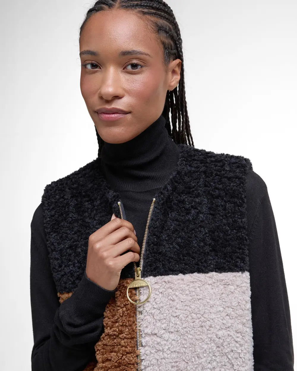 BARBOUR CATHY FLEECED LINER - NATURAL/ CAMEL/ BLACK