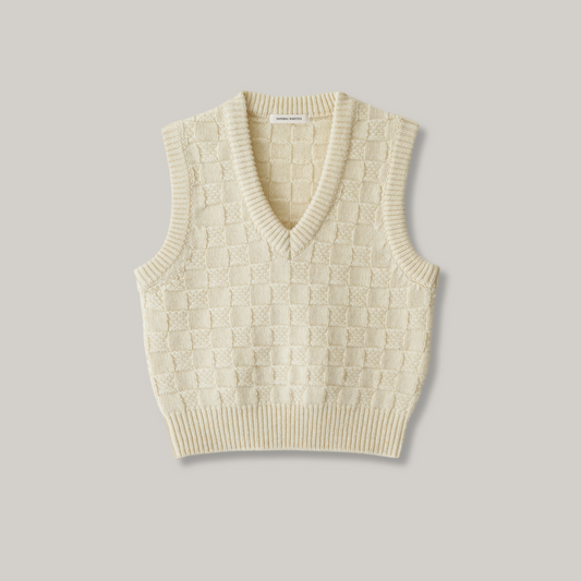 NOTHING WRITTEN CHESS WOOL VEST - IVORY